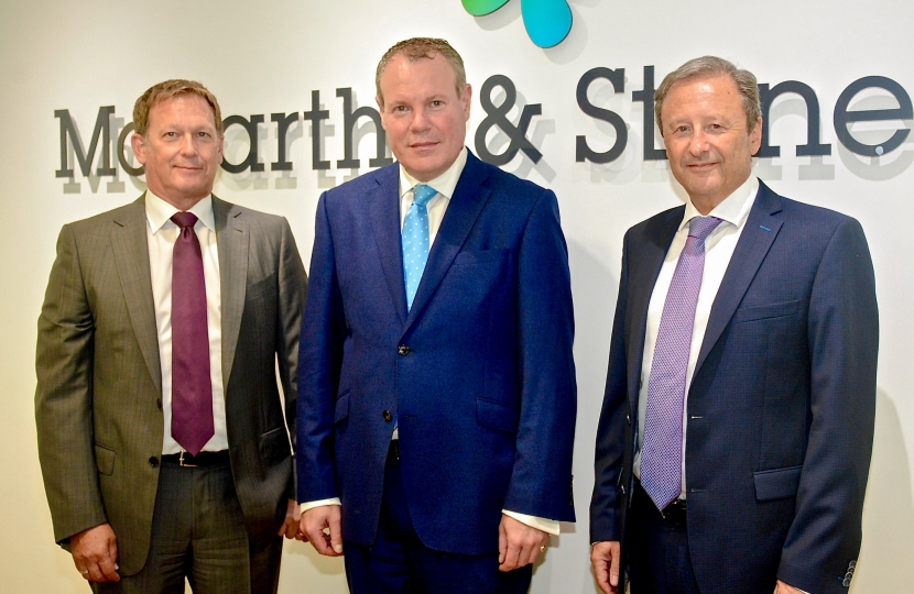 Conor alongside the Chief Executive, Clive Fenton, and McCarthy and Stone’s Land and Planning Director, Gary Day.