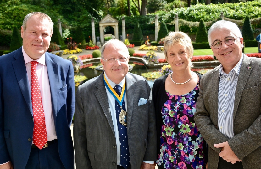 Conor pictured with Mayor of Bournemouth, Lawrence Williams, Cllr Jane Kelly and Councillor Chris Wakefield.