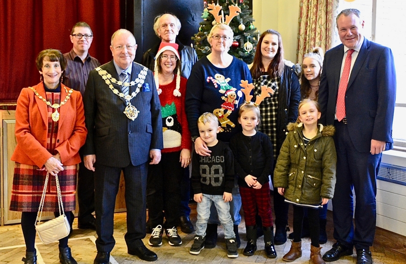 Conor pictured with the Mayor and Mayoress their worshipfulness, and local resident. 