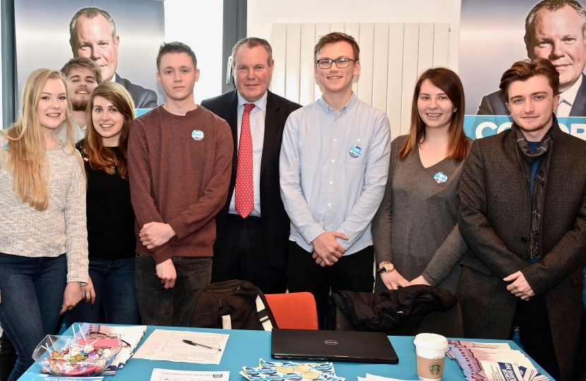 Conor pictured with members of the Bournemouth University Conservative Society. 
