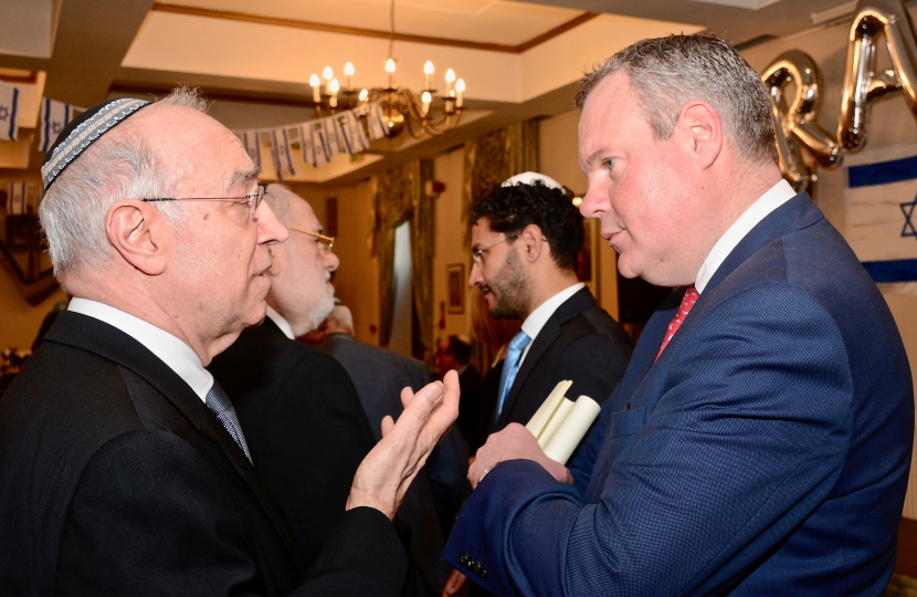 Conor pictured speaking with guests of the Israeli 70th Anniversary Dinner. 
