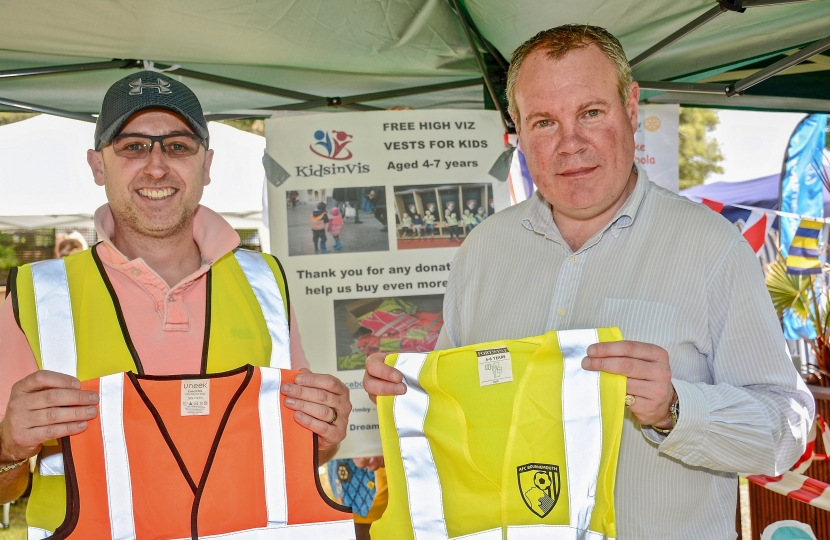 Conor pictured with Mike Trimby #kidsinvisfrom - holding up high visibility vests that were being given away free for children at the fair.  See https://www.facebook.com/kidsinvis/ for more information.
