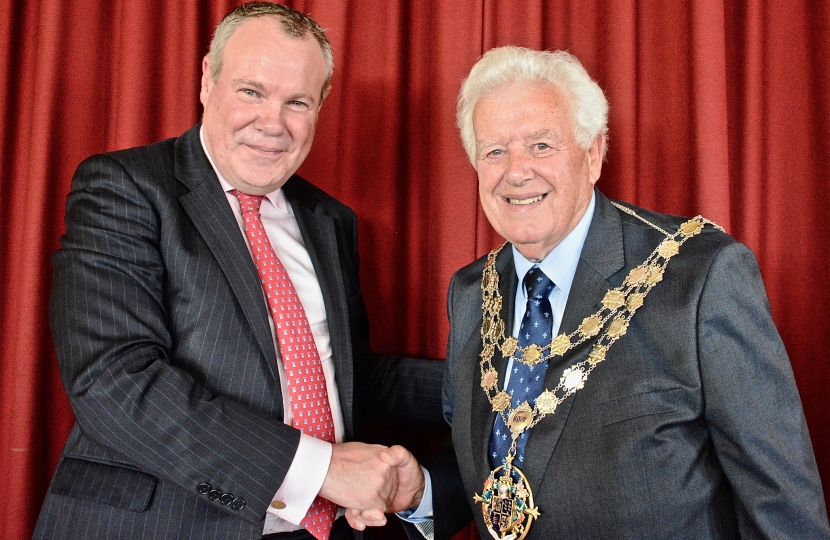 Conor pictured congratulating the new Mayor Borthwick. 