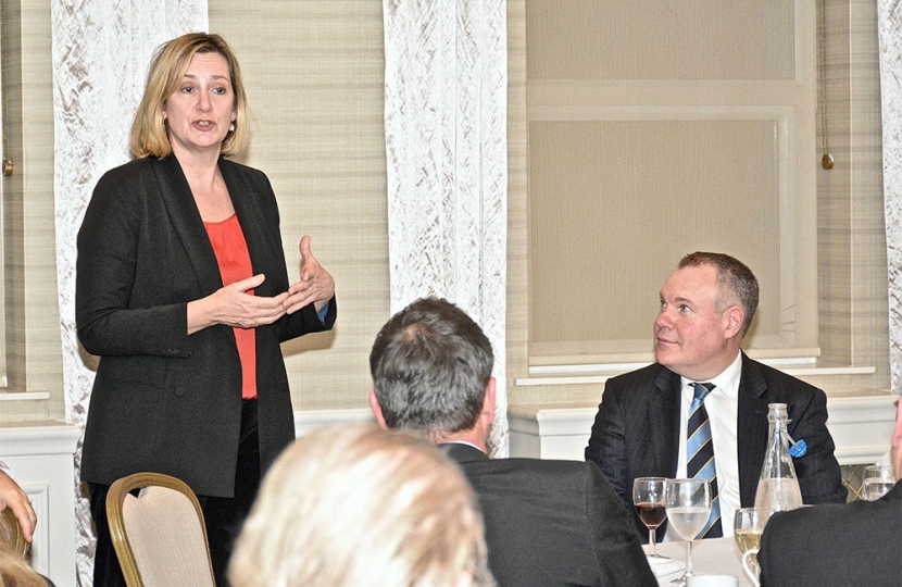The Work and Pensions Secretary addressing a dinner of local business people.