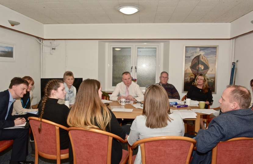 Conor with a group of people meeting at St Peter’s Church to discuss homelessness in the town. 