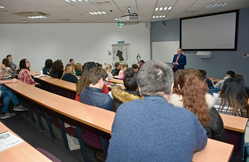 Conor delivers a lecture to BU tourism students.