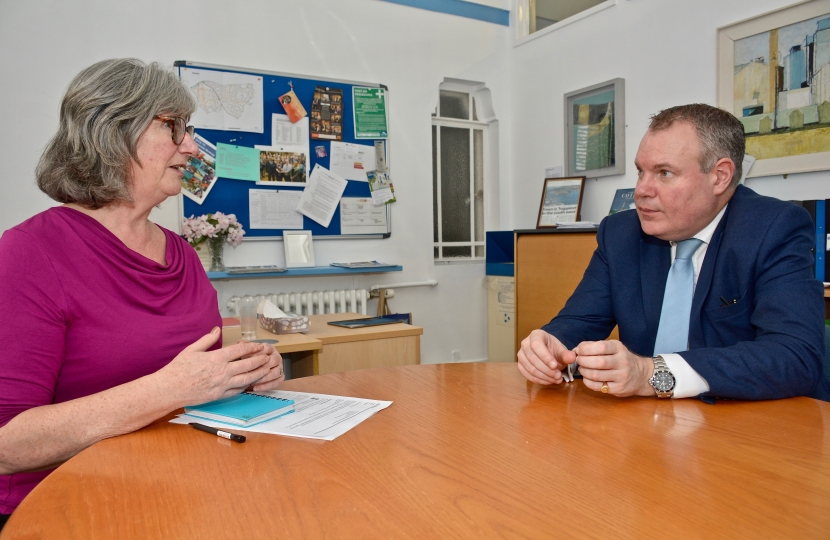 Conor with Councillor Janet Walton.