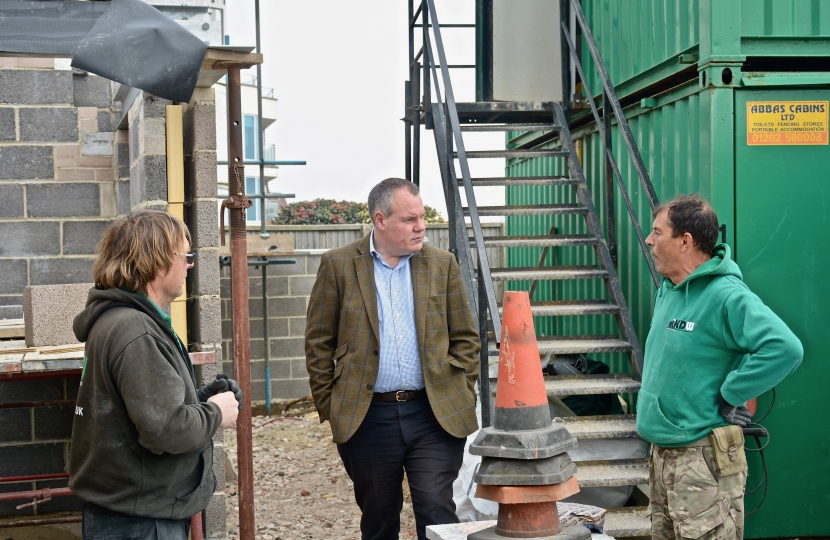 Conor chatting to some local builders whilst out campaigning.