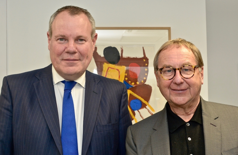 Conor with the Principal and Vice Chancellor of the Arts University Bournemouth, Stuart Bartholomew.
