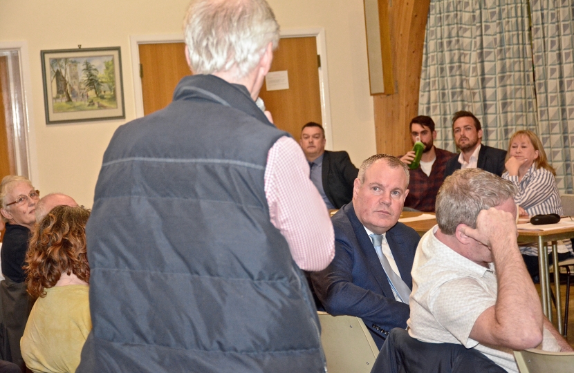 Conor listens to concerns at the Talbot Village Residents Association.