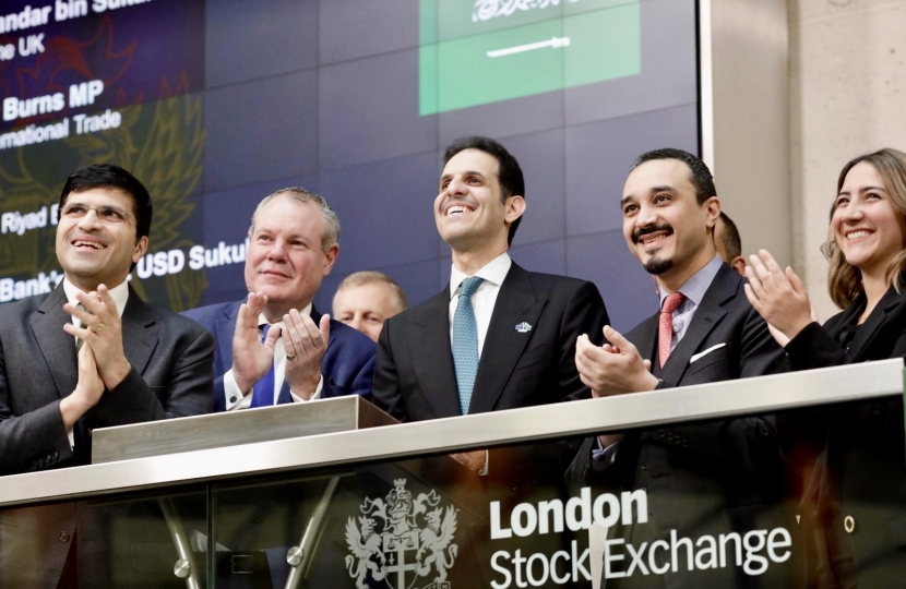 Conor Burns opening the London Stock Exchange