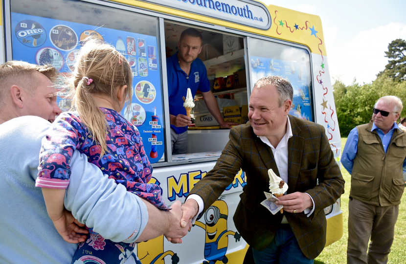Conor meeting a young constituent and having ice-cream