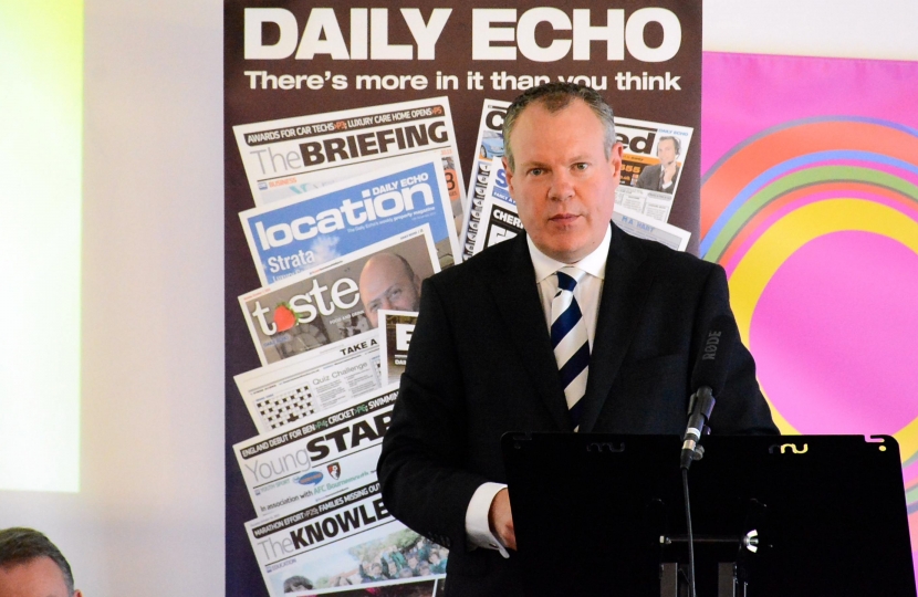 Conor speaking at the Daily Echo EU debate. 