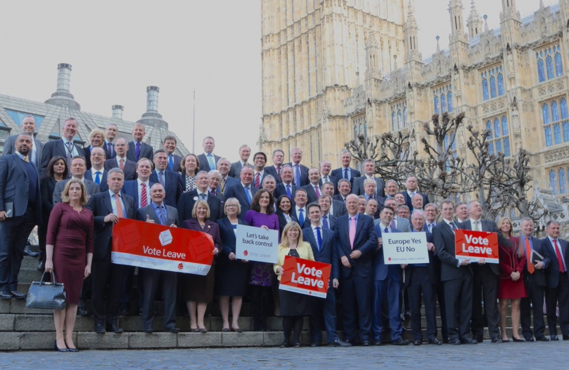 Conor Burns alongside parliamentary colleagues supporting the ‘Leave’ campaign a