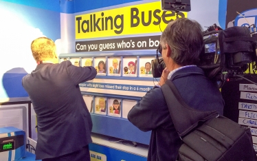 Conor filmed taking part in the Guide Talk Talking Buses challenge.