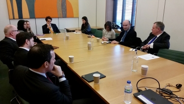 Conor chairing a briefing event in Parliament regarding Dr Azriel Bermant's new book - Margaret Thatcher and the Middle East.