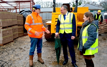 Conor is shown the building works at Kinson Primary School.