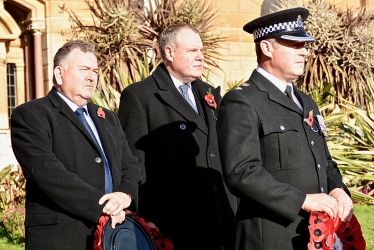 Conor pictured walking to the Cenotaph alongside Martyn Underhill, Dorset Police & Crimes Commissioner and Chief Superintendent Colin Searle, Territorial Policing Commander. 