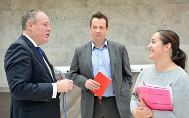 Conor pictured speaking in the atrium with Gary Ford (Technology Managing Director) and Michal Langton (Vice President Government Relations). 