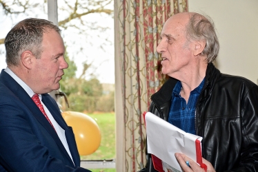 Conor pictured talking with Ray Morris, the organiser of the Kinson Community Party.