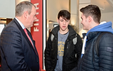Conor pictured speaking to students at the Refresher Fair.