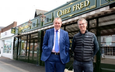Conor chats to Fred Capel during his tour of the restaurant premises. 